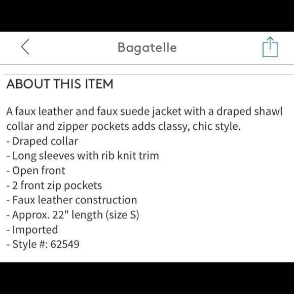 🆕🖤 BAGATELLE Drape Faux Leather & Suede Jacket - Picture 3 of 4